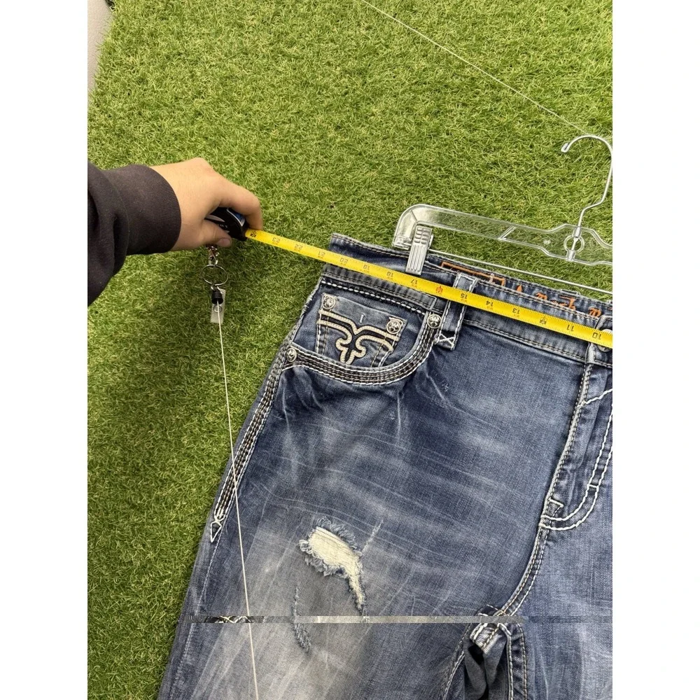 Rock Revival Jeans Mens 42 Illesley Straight Leg Embroidered Denim Preppy y2k